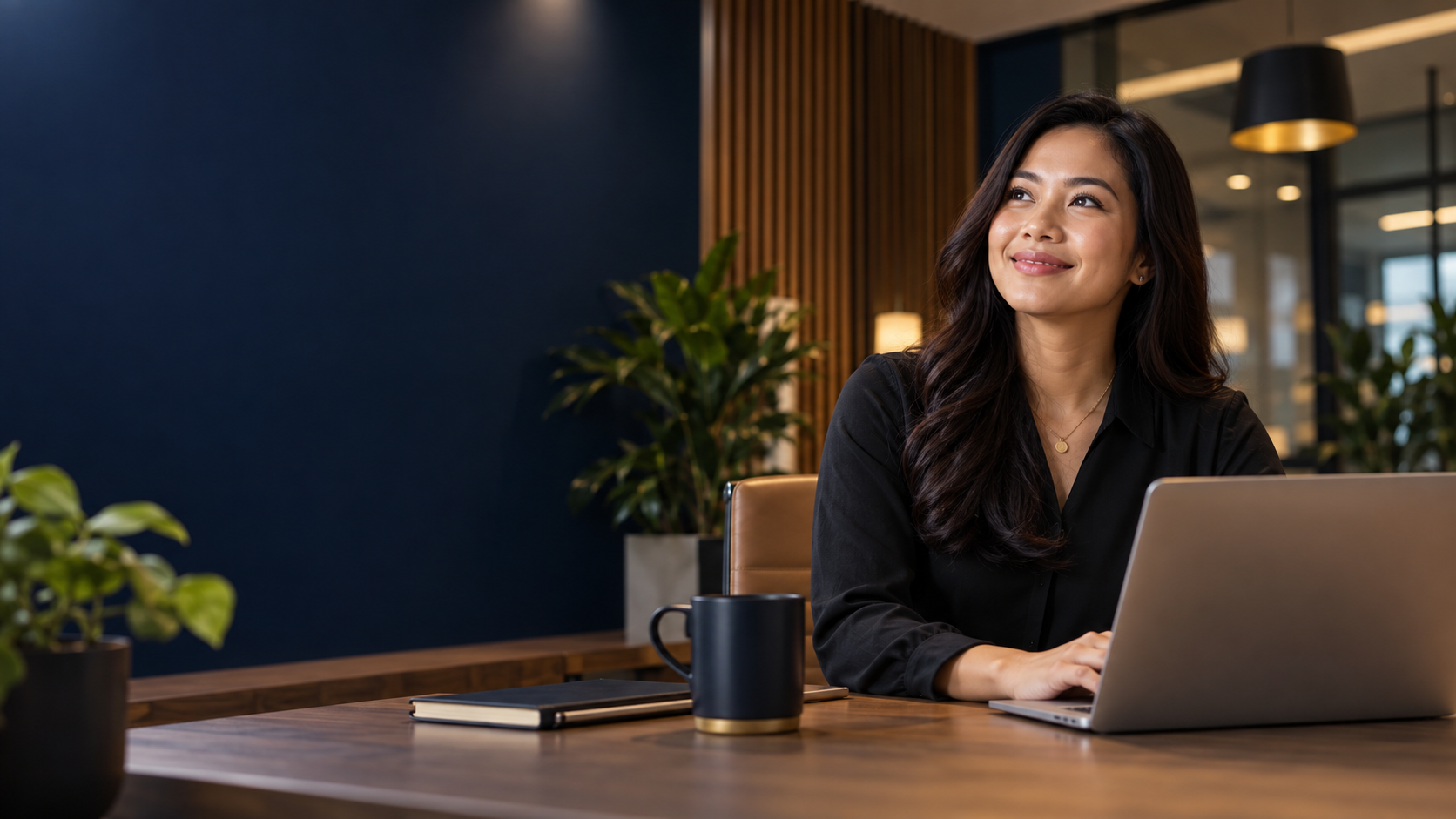 Filipino professional building her career in a premium office