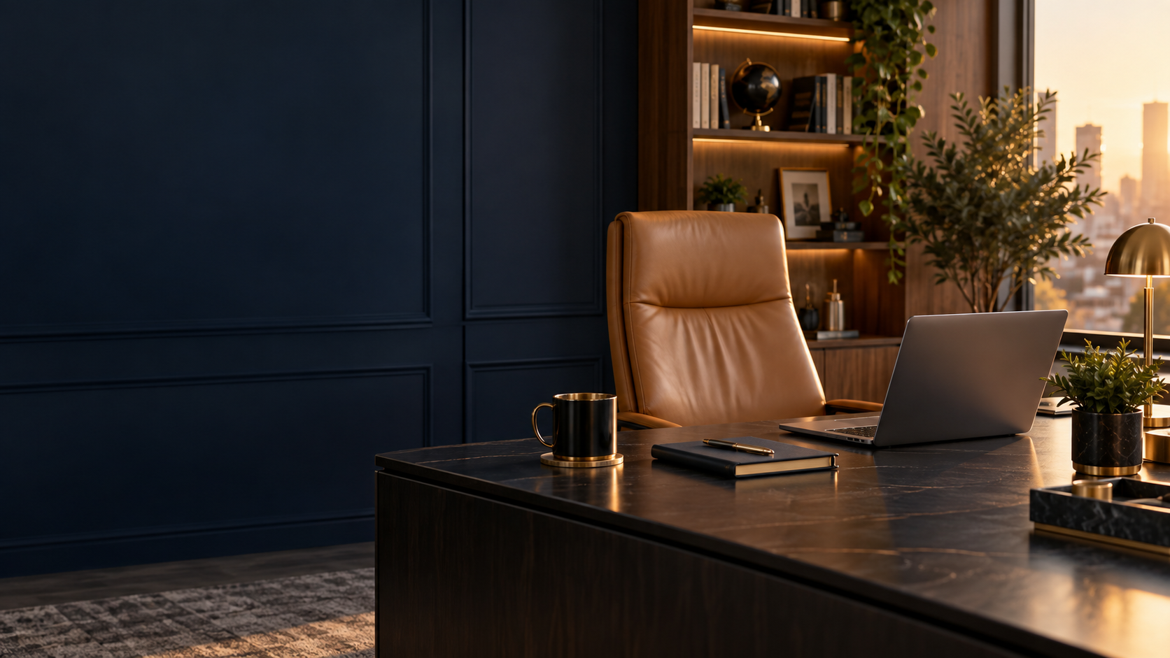 Premium executive workspace prepared for focused work